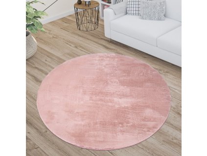 Kulatý kožešinový koberec Tápí růžový