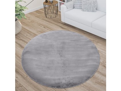 Kulatý kožešinový koberec Tápí šedý