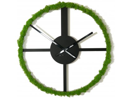 Nástěnné kovové hodiny Metal Black with Moss