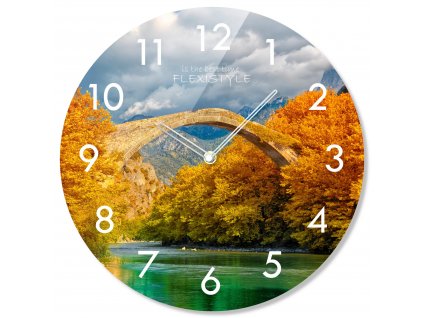 Skleněné hodiny na zeď BRIDGE