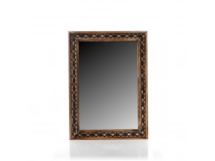 Zrcadlo v dřevěném rámu 48x66cm - hnědé