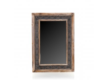 Zrcadlo v dřevěném rámu 60x84,5cm - hnědé