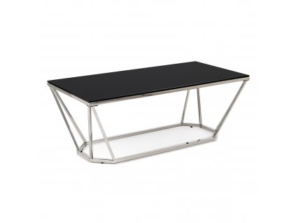 Stříbrný konferenční stolek OKTANA s černým sklem