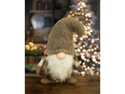 Vánoční skřítek s hnědou čepicí chlapec