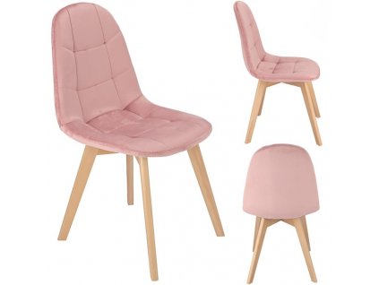 Sametová jídelní židle COLIN růžová
