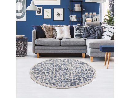 Moderní kulatý koberec ART 1271 modrý