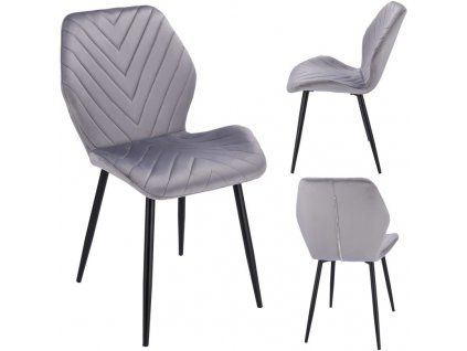 Sametová jídelní židle MILARE šedá