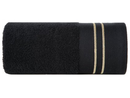 Bavlněný ručník OLIVIA se zlatou výšivkou - černý