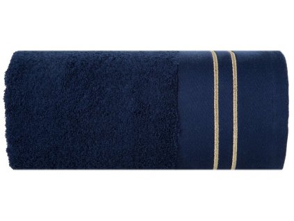 Bavlněný ručník OLIVIA se zlatou výšivkou - granátově modrý