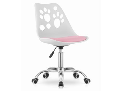 Dětská židle LABKY k psacímu stolu - bílo růžová