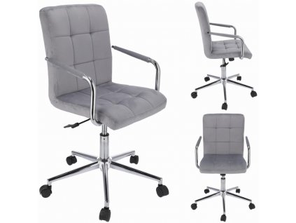 Otočná sametová židle QUATRO - šedá