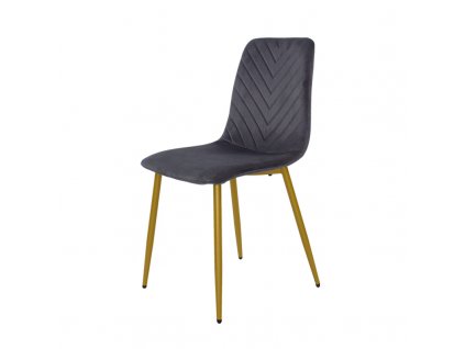 Sametová jídelní židle Wizz tmavě šedá zlaté nohy