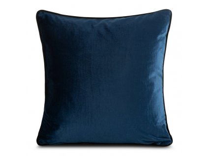 Sametové povlak na polštář s lemem MELIA - tmavě modrá
