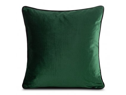 Sametové povlak na polštář s lemem MELIA - tmavě zelená