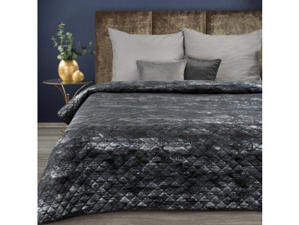 Sametový přehoz na postel BLINK 3 v černé barvě