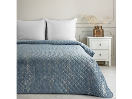 Sametový přehoz na postel BLINK 3 v modré barvě