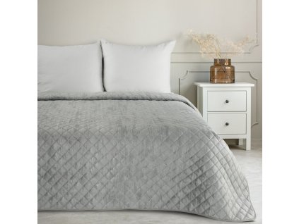 Sametový přehoz na postel BLINK 3 ve stříbrné barvě