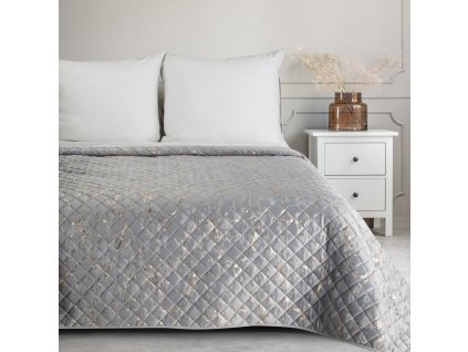 Sametový přehoz na postel BLINK 4 ve stříbrné barvě