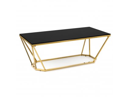 Zlatý konferenční stolek OKTANA s černým sklem