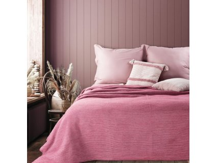 Bavlněný přehoz na postel TERRA COLLECTION AVINON 220x240cm v růžové barvě
