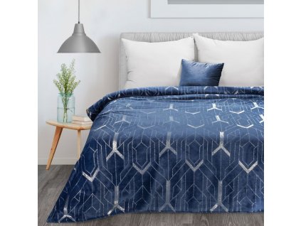 Deka s geometrickým vzorem GINKO4 150x200cm - modrá