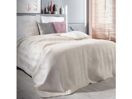 Sametový přehoz na postel SOFIA v krémové barvě