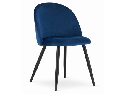 Sametová jídelní židle BELLO - tmavě modrá