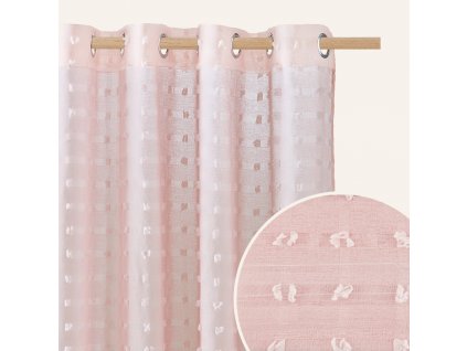 Záclona CASABLANCA s uchycením na dekorační kolečka v pudrově růžové barvě