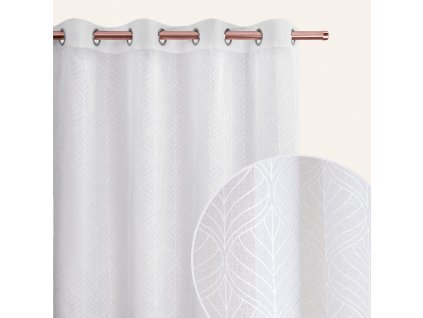 Záclona LA ROSSA s uchycením na dekorační kolečka v bílé barvě