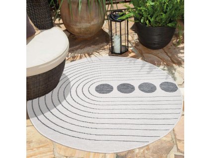 Kulatý oboustranný koberec na tersu DuoRug 5739 šedý