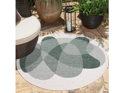 Kulatý oboustranný koberec na tersu DuoRug 5835 zelený