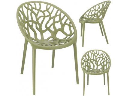 Plastová designová židle ALBERO šalvělově zelená