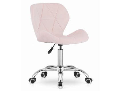 Sametová otočná židle AVOLA - růžová