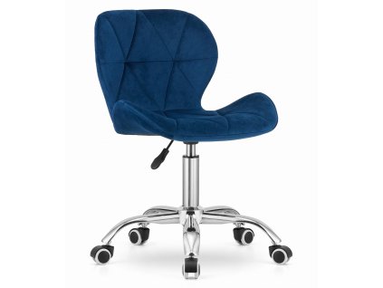 Sametová otočná židle AVOLA - tmavě modrá