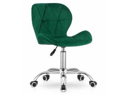 Sametová otočná židle AVOLA - tmavě zelená
