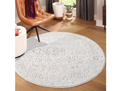 Moderní kulatý koberec LOUNGE 0638 krémový