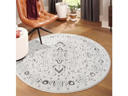 Moderní kulatý koberec LOUNGE 0638 šedý