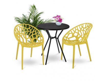Balkonové sezení ALBERO žluté 2x židle + 1x stůl