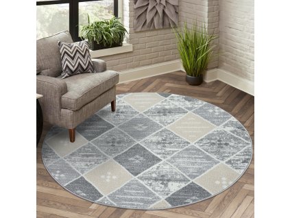 Okrúhly koberec do obývačky FLAIR 179 sivý