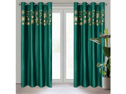 Vánoční velvetový závěs ASTRA v tmavě zelené barvě