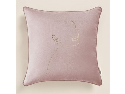 Dekorační povlak na polštář Mademoiselle v pudrově růžové barvě 40x40