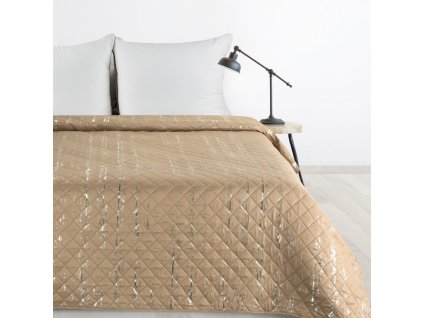 Sametový přehoz na postel BLINK 1 v béžové barvě