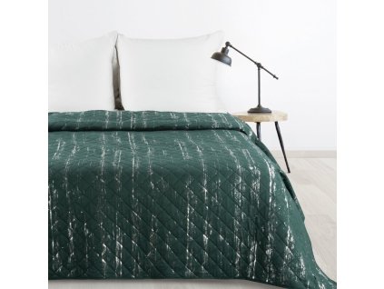 Sametový přehoz na postel BLINK 1 v tmavě zelené barvě