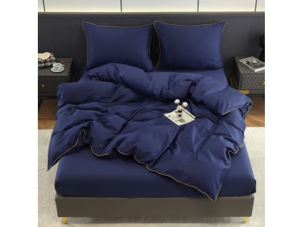 Elegantní ložní povlečení s lemovkou PGW 04 v granátově modré barvě