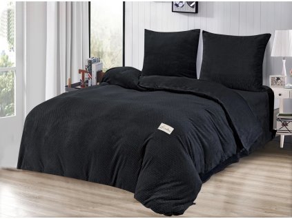 Oboustranné plyšové ložní povlečení PMK 05 v černé barvě