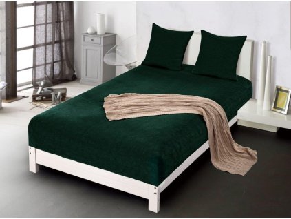 Prostěradlo s gumičkou mikroplyš PRZG 01 v tmavě zelené barvě