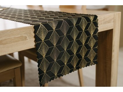 Luxusní běhoun na stůl Cubes černý SW26