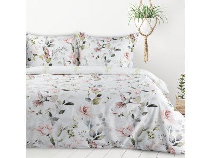 Ložní souprava se saténovou vazbou LEA 08 s motivem květin