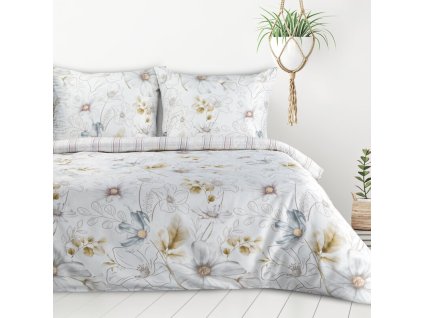 Ložní souprava se saténovou vazbou LEA 09 s motivem květin