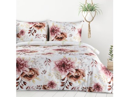Ložní souprava se saténovou vazbou LEA 11 s motivem květin